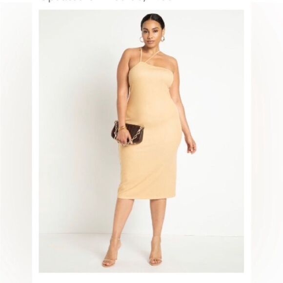 ELOQUII Asymmetric Strapped Ribbed Dress - Picture 9 of 9